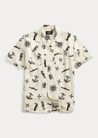 Ralph Lauren Nautical-Print Camp Skjorter Herre Danmark (IOXCP2416)